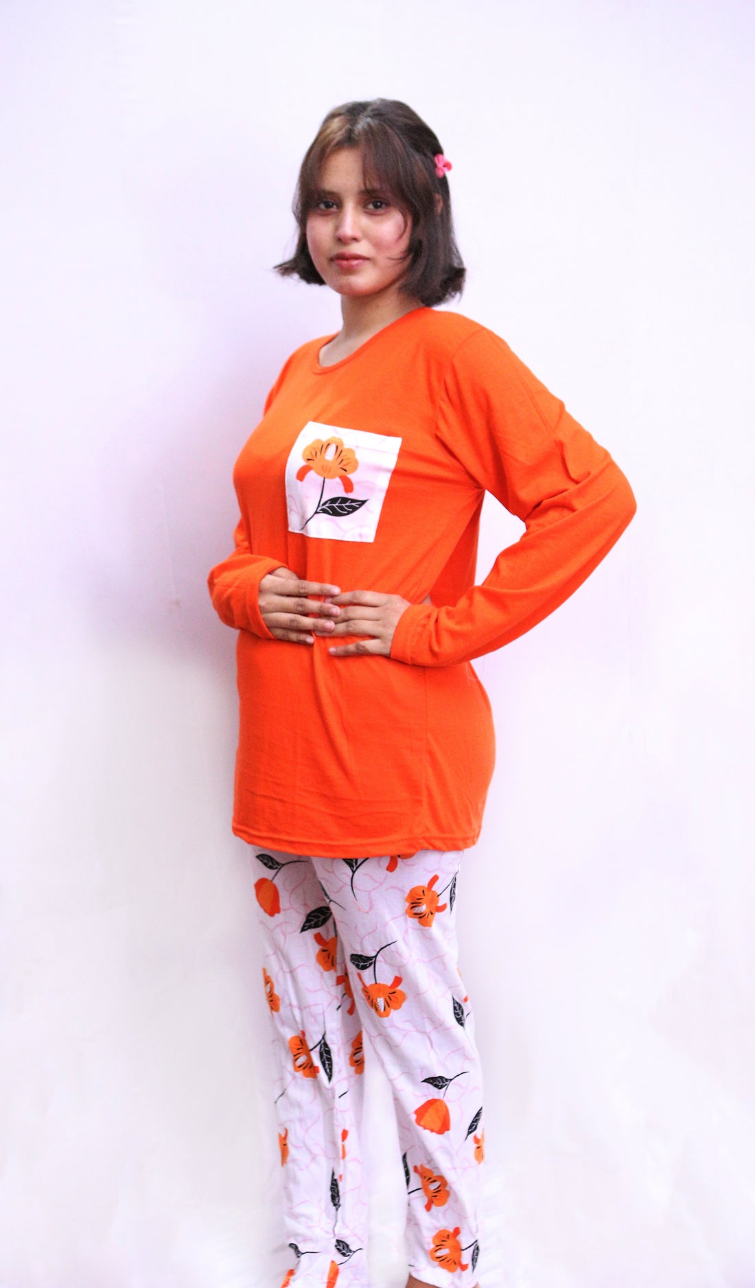 Floral Printed Pocket Nightwear Set