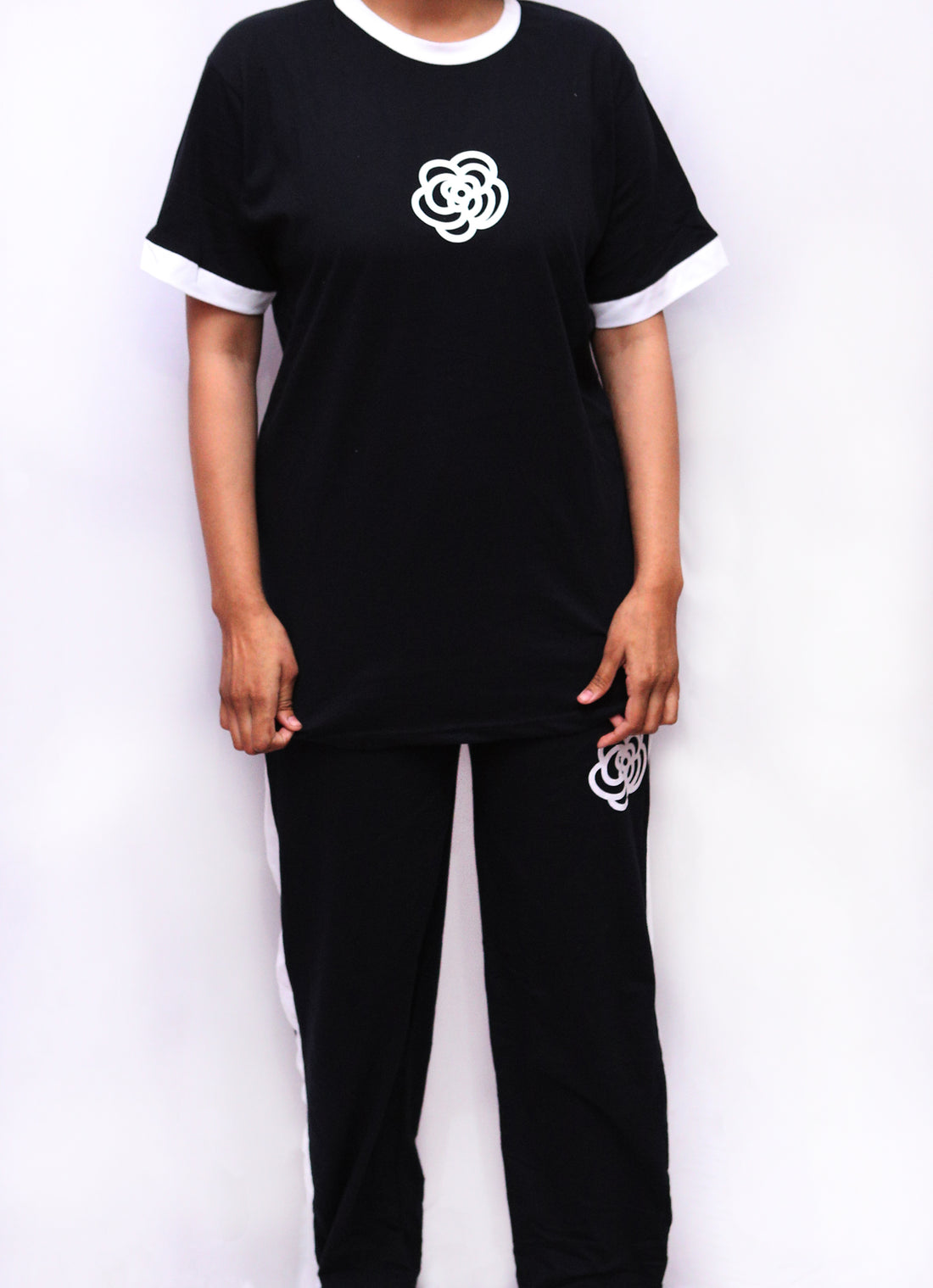 Women's Black & White Nightwear Set